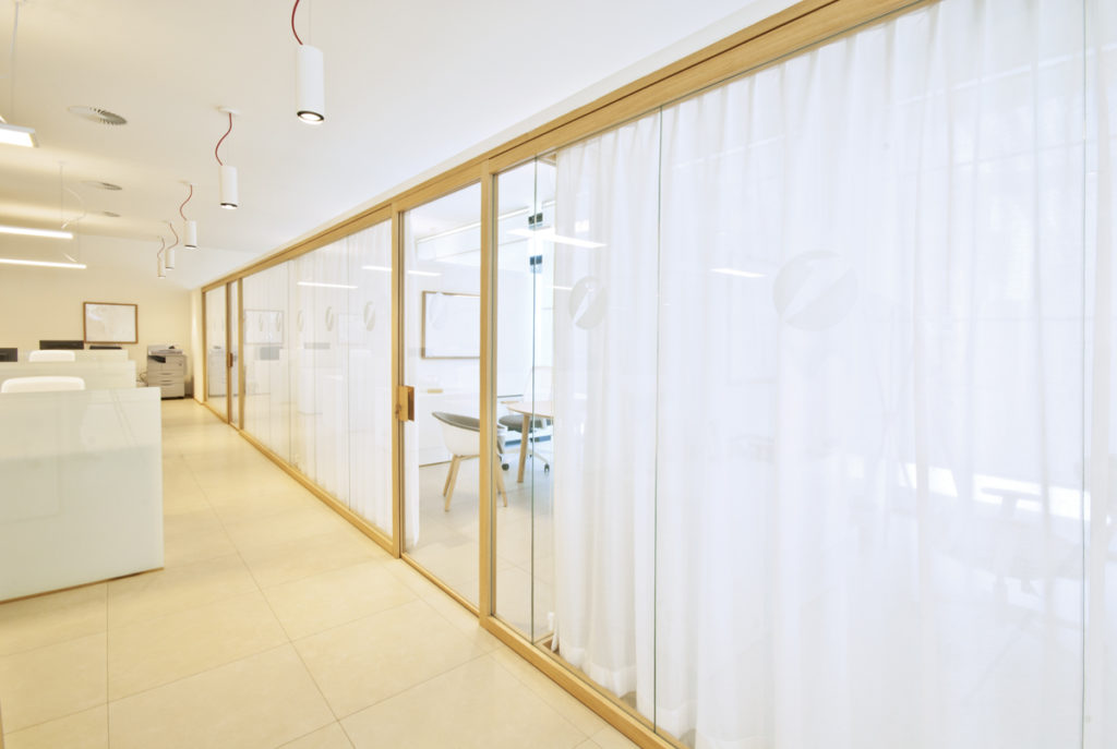 Designer demountable, wood office partitions, classic and modern